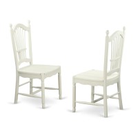 Set Of 2 Chairs Doc-Lwh-W Dover Dining Room Chairs With Wood Seat - Finished In Linen White