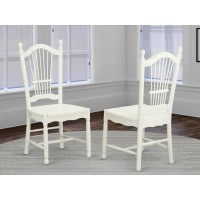 Set Of 2 Chairs Doc-Lwh-W Dover Dining Room Chairs With Wood Seat - Finished In Linen White