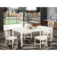 Dove5-Lwh-W 5 Pc Dinette Table Set -Kitchen Dinette Table And 4 Kitchen Dining Chairs
