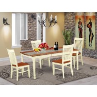 Dowe5-Bmk-W 5 Pc Kitchen Table Set With A Kitchen Table And 4 Wood Seat Dining Chairs In Buttermilk And Cherry