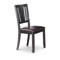 Set Of 2 Chairs Duc-Blk-Lc Dudley Dining Chair With Faux Leather Upholstered Seat In Black Finish