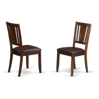 Set Of 2 Chairs Duc-Mah-Lc Dudley Dining Chair With Faux Leather Upholstered Seat In Mahogany Finish