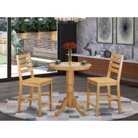 Edcf3-Oak-W 3 Pc Counter Height Set-Pub Table And 2 Counter Height Chairs