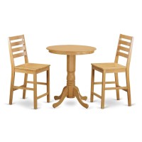 Edcf3-Oak-W 3 Pc Counter Height Set-Pub Table And 2 Counter Height Chairs