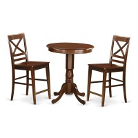 Edqu3-Mah-W 3 Pc Counter Height Dining Room Set-Pub Table And 2 Counter Height Dining Chair