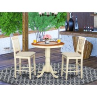Edvn3-Whi-C 3 Pcpub Table Set High Top Table And 2 Dinette Chairs
