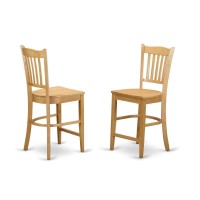 Set Of 2 Chairs Grs-Oak-W Groton Counter Stools With Wood Seat In Oak Finish