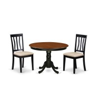 Hlan3-Bch-C 3 Pc Seat With A Kitchen Table And 2 Microfiber Dinette Chairs In Black