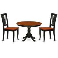 Hlav3-Bch-W 3 Pc Set With A Round Table And 2 Wood Dinette Chairs In Black And Cherry