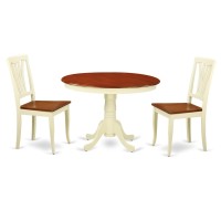 Hlav3-Bmk-W 3 Pc Set With A Round Small Table And 2 Wood Dinette Chairs In Buttermilk And Cherry .