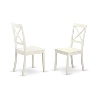 Hlbo5-Lwh-W 5 Pc Set With A Round Dinette Table And 4 Wood Dinette Chairs In Linen White