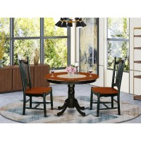 Hldo3-Bch-W 3 Piece Hartland Set With One Round 42In Dinette Table And Two Dinette Chairs With Faux Leather Seat In A Beautiful Black And Cherry Finish.