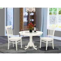 Hlgr3-Lwh-W 3 Pc Set With A Round Table And 2 Wood Dinette Chairs In Linen White