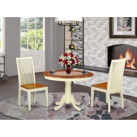 Hlip3-Bmk-W 3 Piece Hartland Set With One Round 42In Dinette Table And Two Dinette Chairs With Wood Seat In A Beautiful Black And Cherry Finish.