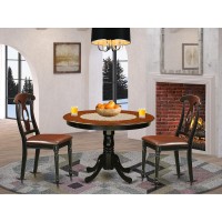 Hlke3-Bch-Lc 3 Pc Set With A Round Dinette Table And 2 Leather Kitchen Chairs In Linen White