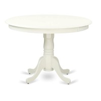 Hllg5-Lwh-W 5 Pc Set With A Round Dinette Table And 4 Wood Dinette Chairs In Linen White