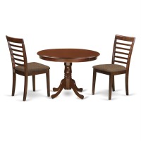Hlml3-Mah-C 3 Pc Set With A Kitchen Table And 2 Microfiber Seat Dinette Kitchen Chairs In Mahogany