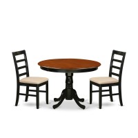 Hlpf3-Bch-C 3 Pc Set With A Dining Table And 2 Dinette Chairs In Black And Cherry