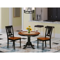 Hlpl3-Bch-W 3 Pc Set With A Round Dinette Table And 2 Wood Kitchen Chairs In Black And Cherry .