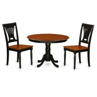 Hlpl3-Bch-W 3 Pc Set With A Round Dinette Table And 2 Wood Kitchen Chairs In Black And Cherry .