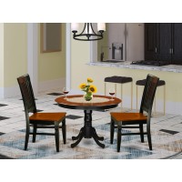 Hlwe3-Bch-W 3Pc Kitchen Table Set With A Dining Table And 2 Wood Seat Dining Chairs In Black And Cherry