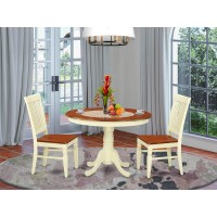 Hlwe3-Bmk-W 3 Pc Kitchen Table Set With A Kitchen Table And 2 Wood Seat Dining Chairs In Buttermilk And Cherry