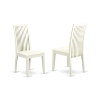 Set Of 2 Chairs Ipc-Lwh-W Ipswich Dining Chair With Slatted Back In Linen White Finish