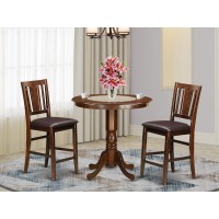 Jabu3-Mah-Lc 3 Pc Counter Height Set- High Table And 2 Dining Chairs