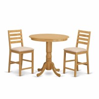 Jacf3-Oak-C 3 Pc Counter Height Dining Room Set-Pub Table And 2 Counter Height Chairs