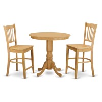 Jagr3-Oak-W 3 Pc Counter Height Dining Room Set - High Top Table And 2 Bar Stools.