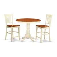 Jagr3-Whi-W 3 Pc Dining Counter Height Set-Pub Table And 2 Dining Chairs.