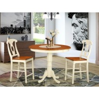 Jake3-Whi-W 3 Pc Counter Height Dining Room Set - High Top Table And 2 Counter Height Chairs.