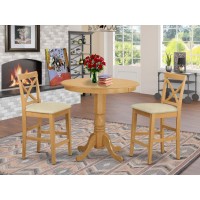 Japb3-Oak-C 3 Pc Counter Height Set-Pub Table And 2 Dining Chairs.