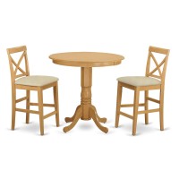 Japb3-Oak-C 3 Pc Counter Height Set-Pub Table And 2 Dining Chairs.