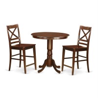 Jaqu3-Mah-W 3 Pc Dining Counter Height Set - High Table And 2 Dining Chairs.