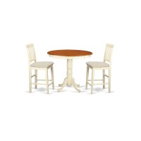 Javn3-Whi-C 3 Pcpub Table Set - Counter Height Table And 2 Counter Height Chairs.