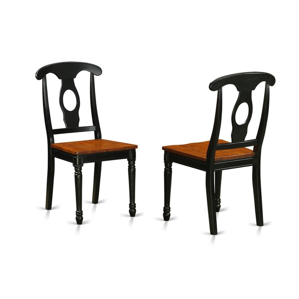Set Of 2 Chairs Kec-Blk-W Kenley Oval Single Pedestal Oval Dining Table 42X60 With 18 Butterfly Leaf