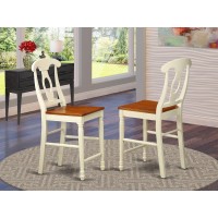 Set Of 2 Chairs Kes-Whi-W Kenley Counter Height Stools With Wood Seat In Buttermilk And Cherry Finish