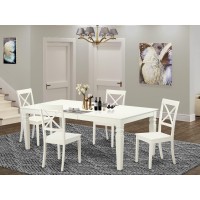 Lgbo5-Lwh-W 5 Pckitchen Table Set With A Dining Table And 4 Dining Chairs In Linen White
