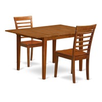 Mila3-Sbr-W 3 Pc Set Milan Offering Leaf And 2 Hard Wood Kitchen Chairs In Saddle Brown .