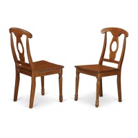 Mlna3-Sbr-W 3 Pc Set Milan With Leaf And 2 Wood Dinette Chairs In Saddle Brown .