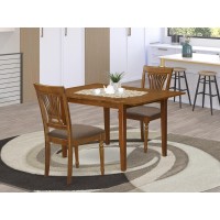 Mlpl3-Sbr-C 3 Pc Set Milan Table With Leaf And 2 Cushion Chairs In Saddle Brown