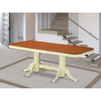 Nat-Whi-Tp Rectangular Dining Table With 18 In Self Storage Leaf In Buttermilk And Cherry