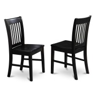 Set Of 2 Chairs Nfc-Blk-W Norfolk Dining Chair Wood Seat Black Finish.