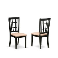 Set Of 2 Chairs Nic-Blk-C Nicoli Kitchen Chair With Microfiber Upholstered Seat