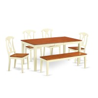 Nike6-Whi-W 6-Pc Dining Room Set - Kitchen Table And 4 Kitchen Dining Chairs And Bench