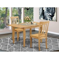 Noan3-Oak-W 3 Pc Dinette Table Set - Kitchen Dinette Table And 2 Dining Chairs