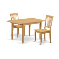 Noav3-Oak-W 3 Pc Dinette Table Set - Table And 2 Dining Chairs