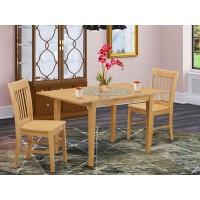 Nofk3-Oak-W 3 Pc Kitchen Nook Dining Set- Dinette Table With A 12In Leaf And 2 Kitchen Chairs