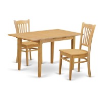 Nogr3-Oak-W 3 Pc Dining Room Set - Dinette Table And 2 Kitchen Dining Chairs